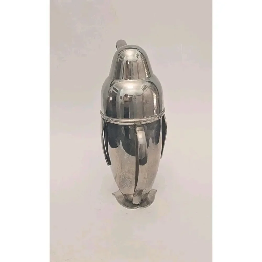 Art Deco Style Penguin Cocktail Shaker Silver Plated Restoration Hardware